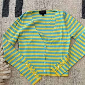 Roland Striped Yellow and Blue Cardigan